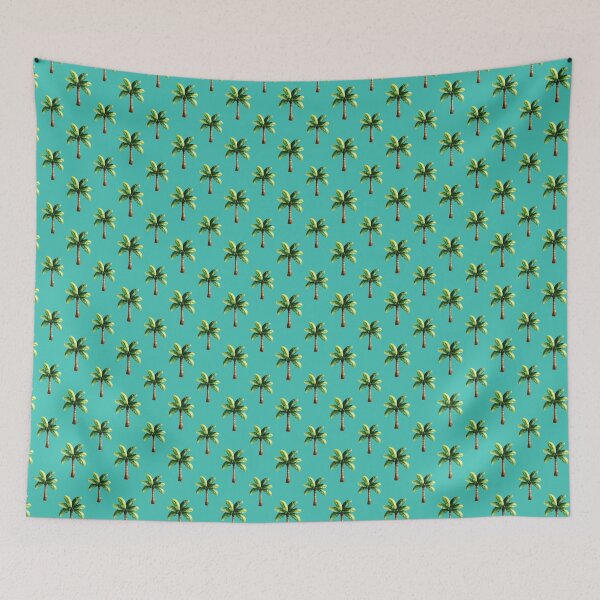 Item preview, Palm tree pattern on turquoise background designed and sold by Topmel.