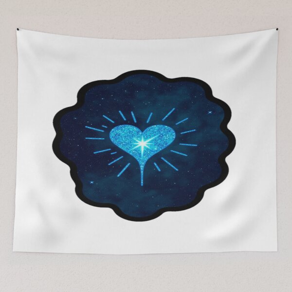 Item preview, Sparkling Azure Heart with Starburst Effect, Glitter Cosmic Background designed and sold by KreaDesignOne.