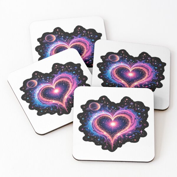 Item preview, Cosmic Heart Galaxy, Neon Pink and Blue Lines, Starry Background, Celestial Objects designed and sold by KreaDesignOne.