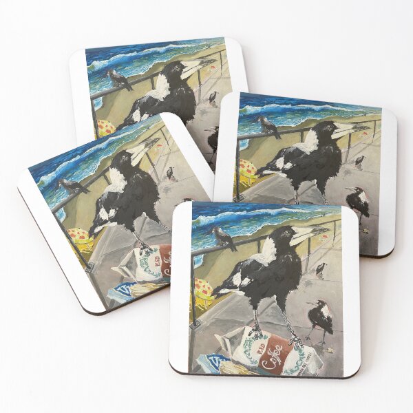 Item preview, Cheeky Magpie enjoying his time at the beach designed and sold by ThreeCornerJack.