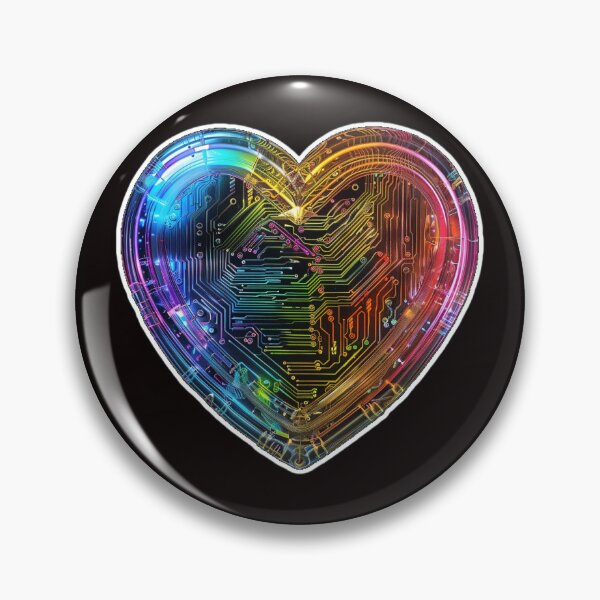 Artikelvorschau, Holografisches Cyber-Herz – Digital Love Circuit Sticker entworfen und verkauft von ToudouDesign.