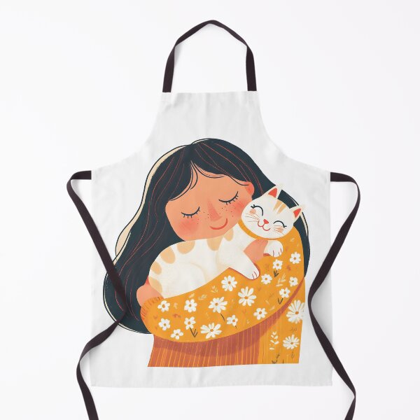 Item preview, Illustration of happy woman hugging her cat, vibrant colors, joyful mood, cute and colorful style designed and sold by wonderisland.
