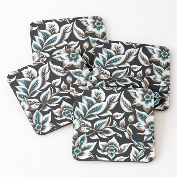 Item preview, Elegant Floral Pattern with Teal and Turquoise Accents on Dark Base designed and sold by Juliette Ozkalfayan.