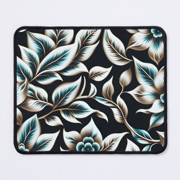 Item preview, Elegant Floral Pattern with Teal and Turquoise Accents on Dark Base designed and sold by Juliette Ozkalfayan.