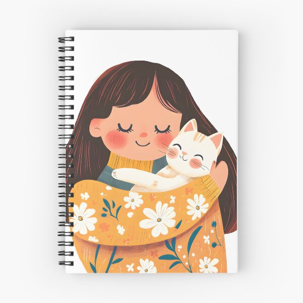 Item preview, Illustration of happy woman hugging her cat, vibrant colors, joyful mood, cute and colorful style designed and sold by wonderisland.