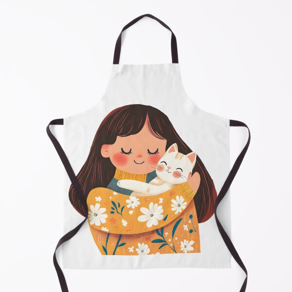 Item preview, Illustration of happy woman hugging her cat, vibrant colors, joyful mood, cute and colorful style designed and sold by wonderisland.