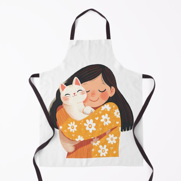 Item preview, Illustration of happy woman hugging her cat, vibrant colors, joyful mood, cute and colorful style designed and sold by wonderisland.