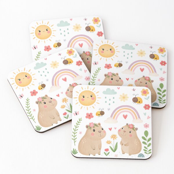 Item preview, A0735 Springtime Capy Vibes Cute Capybara with Flowers | Relaxing Animal Aesthetic designed and sold by angieart68.