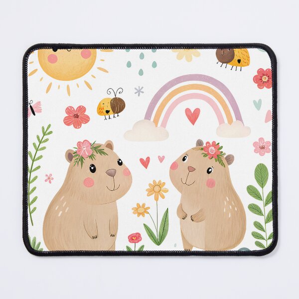 Item preview, A0735 Springtime Capy Vibes Cute Capybara with Flowers | Relaxing Animal Aesthetic designed and sold by angieart68.