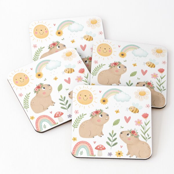 Item preview, A0735 Springtime Capy Vibes Cute Capybara with Flowers | Relaxing Animal Aesthetic designed and sold by angieart68.