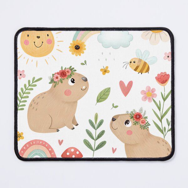Item preview, A0735 Springtime Capy Vibes Cute Capybara with Flowers | Relaxing Animal Aesthetic designed and sold by angieart68.