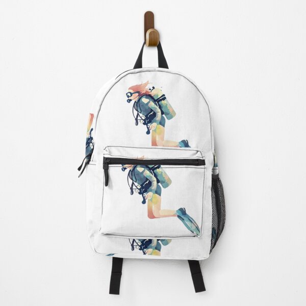 Item preview, A little diver girl with scuba gear, swimming, full body, flat watercolor style, pastel tones, clean and minimalist design designed and sold by wonderisland.