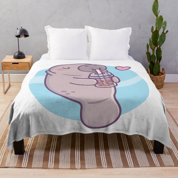 Item preview, Cute Manatee Loves Drinking Boba Tea designed and sold by rustydoodle.
