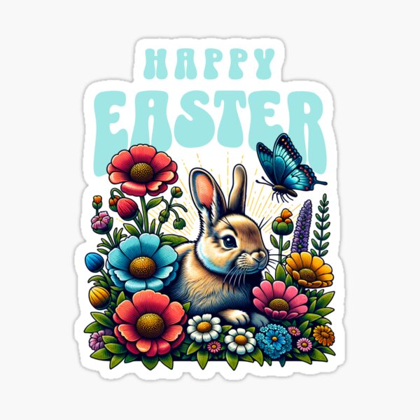 Item preview, Happy Easter- Bunny & Flowers designed and sold by A Texas Belle Designs.