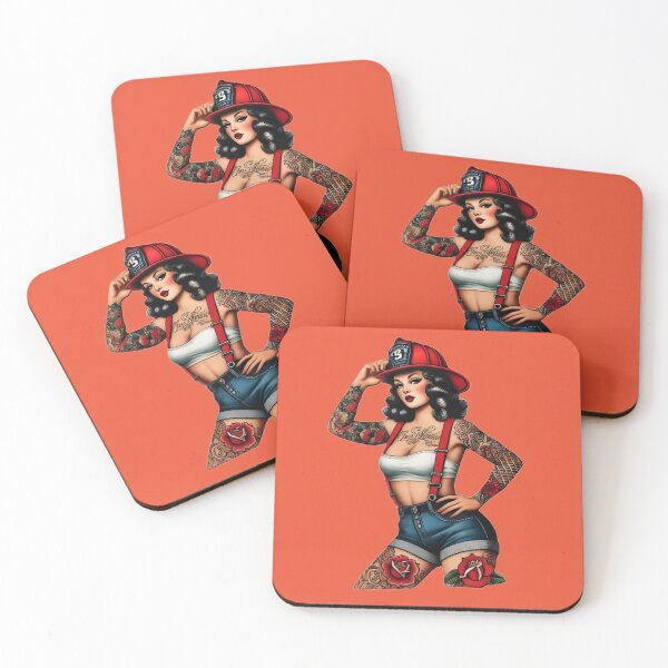 Item preview, Pinup Tattooed Firefighter designed and sold by PinUpPizzazz.
