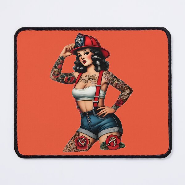 Item preview, Pinup Tattooed Firefighter designed and sold by PinUpPizzazz.
