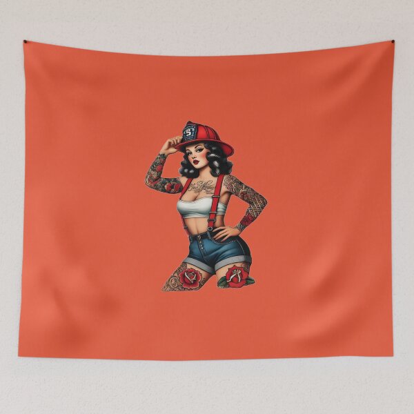 Item preview, Pinup Tattooed Firefighter designed and sold by PinUpPizzazz.