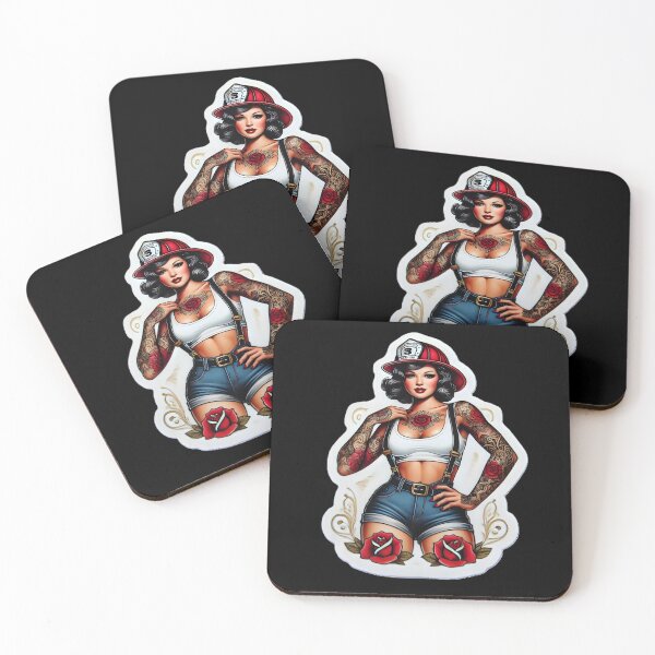 Item preview, Pinup Tattooed Firefighter designed and sold by PinUpPizzazz.