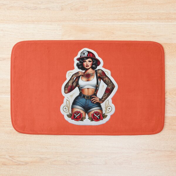 Item preview, Pinup Tattooed Firefighter designed and sold by PinUpPizzazz.