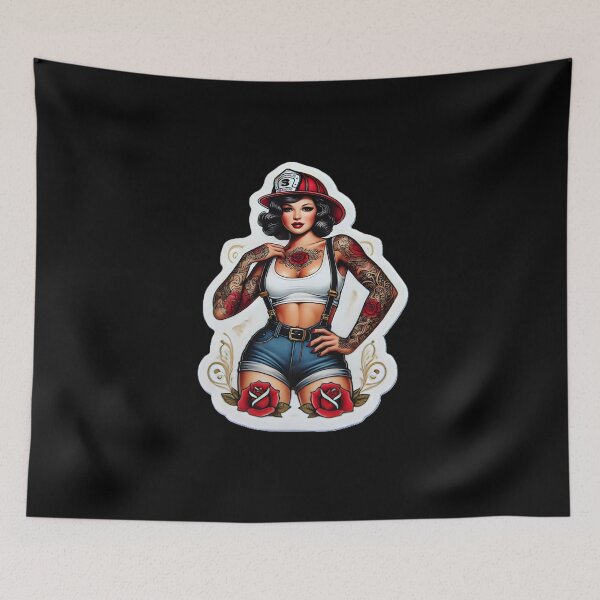 Item preview, Pinup Tattooed Firefighter designed and sold by PinUpPizzazz.