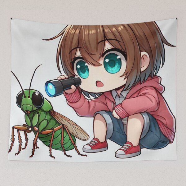 Item preview, Chibi Girl Examining Mysterious Buggy designed and sold by Sylvia DarqueBrite.