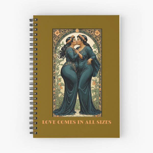 Item preview, Black African American Lesbian Gay Plus Size Femme Couple LGBTQ Pride Valentines Love Comes in All Sizes Couple Kissing Art Nouveau Art Deco Nature Floral Retro designed and sold by SteamParliament.