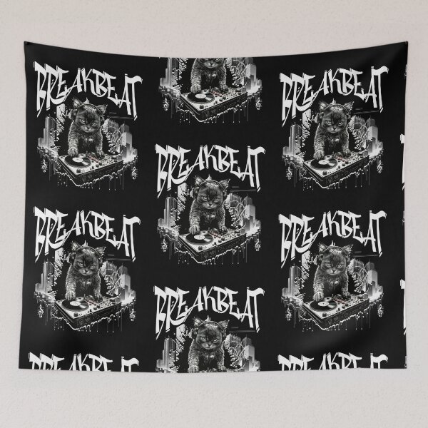 Item preview, BREAKBEAT  - Graffiti Kitty Dj (White)  designed and sold by Discothreadz.