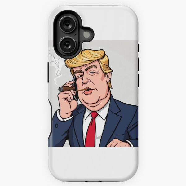 Vista previa del artículo con la obra «Donald Trump fumando un cigarro en el teléfono», diseñado y vendido por PAILLEADER.