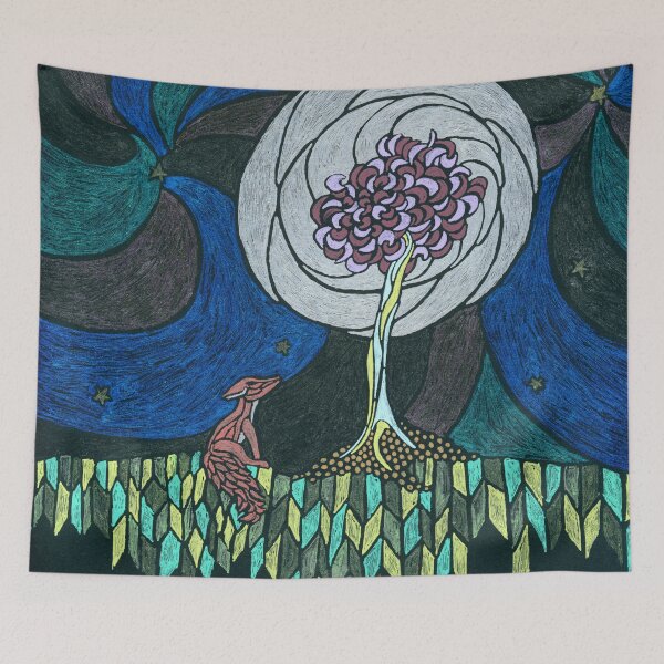 Item preview, Under a silver moon, a little red fox sits designed and sold by Betsy Phillips.