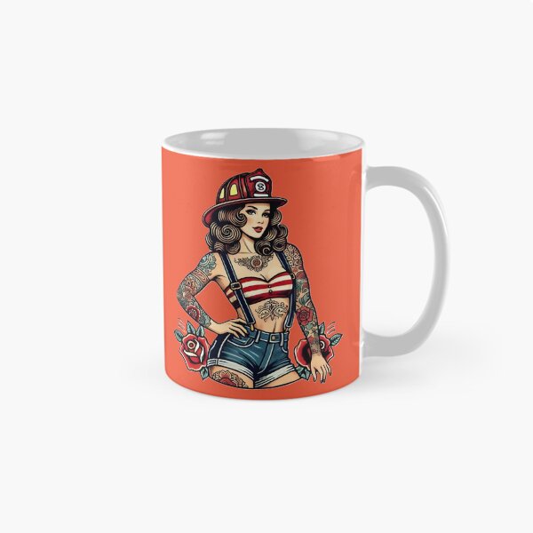 Item preview, Pinup Tattooed Firefighter designed and sold by PinUpPizzazz.