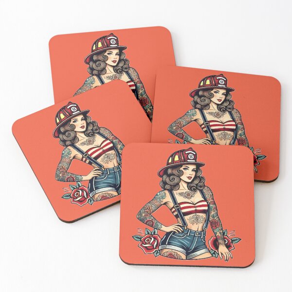 Item preview, Pinup Tattooed Firefighter designed and sold by PinUpPizzazz.