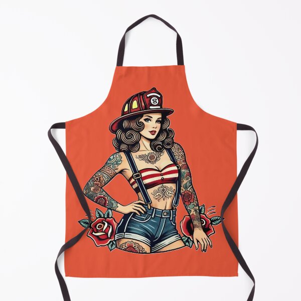 Item preview, Pinup Tattooed Firefighter designed and sold by PinUpPizzazz.
