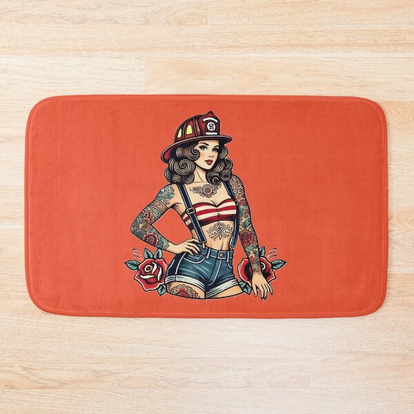 Item preview, Pinup Tattooed Firefighter designed and sold by PinUpPizzazz.