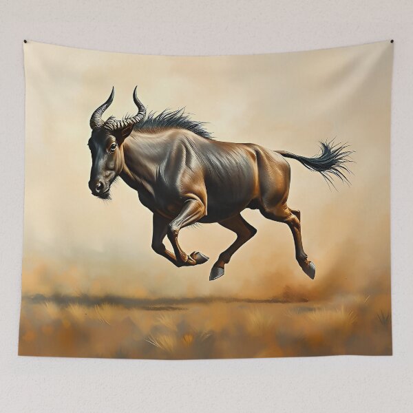 Item preview, Wildebeest African Safari Oil Painting Style Gnu Animal designed and sold by kakarikihill.