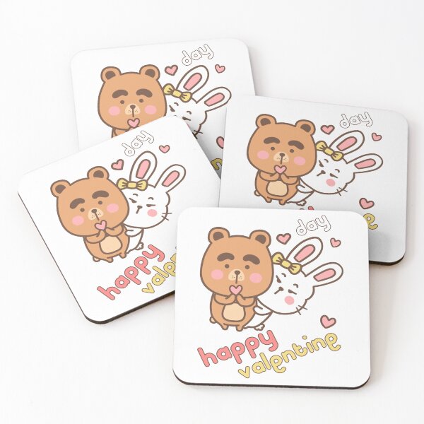 Item preview, Bear and rabbit Happy valentine day designed and sold by JiraVibes.