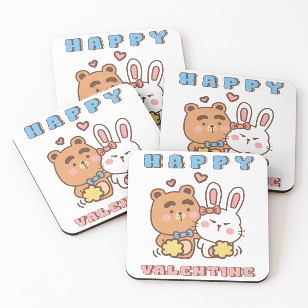 Item preview, Bear and rabbit Happy valentine day designed and sold by JiraVibes.