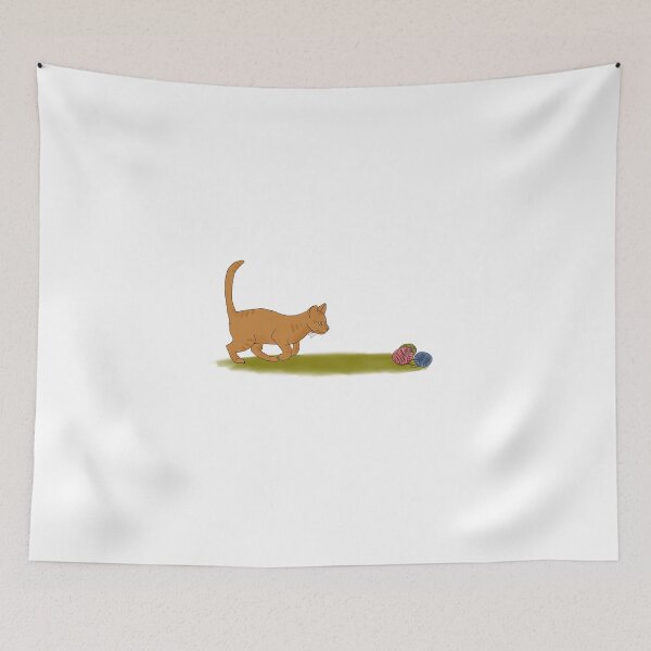Item preview, Ginger cat Ginger chasing yarn balls designed and sold by IneffableIllust.
