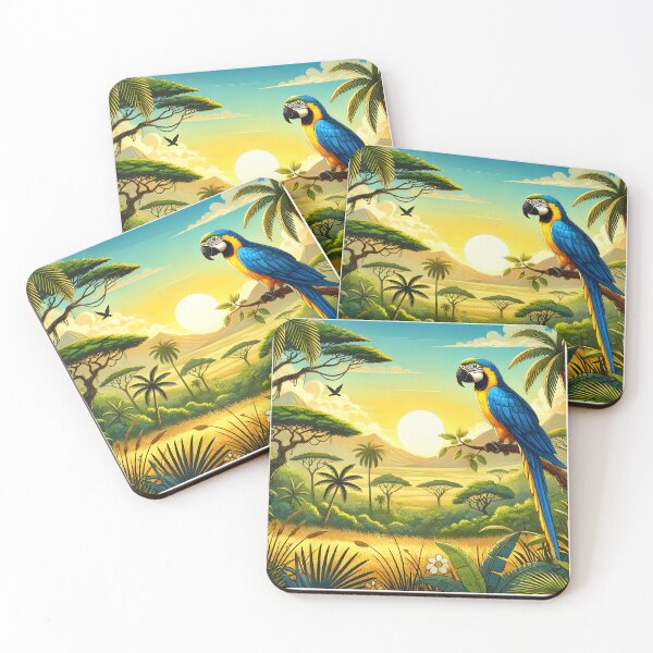 Item preview, Parrot macaw in exotic jungle designed and sold by inkNext.