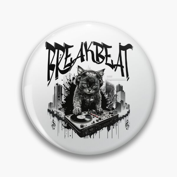 Item preview, BREAKBEAT  - Graffiti Kitty Dj (Black)  designed and sold by Discothreadz.
