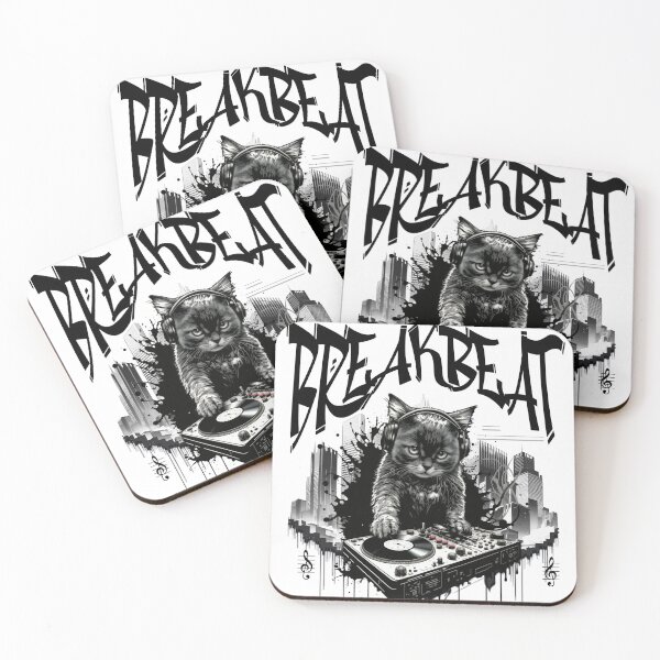 Item preview, BREAKBEAT  - Graffiti Kitty Dj (Black)  designed and sold by Discothreadz.