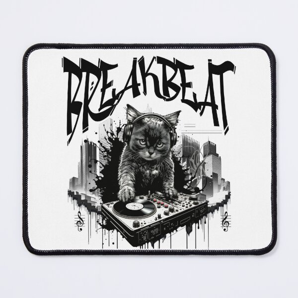 Item preview, BREAKBEAT - Graffiti Kitty Dj (Black) designed and sold by Discothreadz.