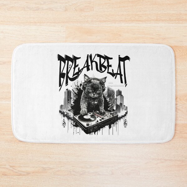 Item preview, BREAKBEAT  - Graffiti Kitty Dj (Black)  designed and sold by Discothreadz.