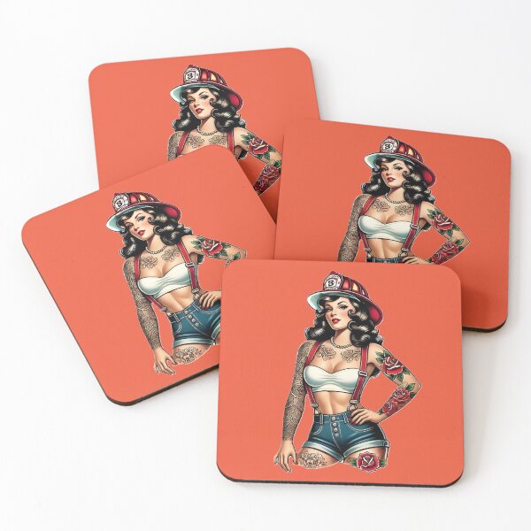 Item preview, Pinup Tattooed Firefighter designed and sold by PinUpPizzazz.