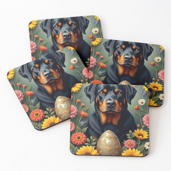 Item preview, Floral Easter Eggs Rottweiler Dog designed and sold by Wags & Tails.