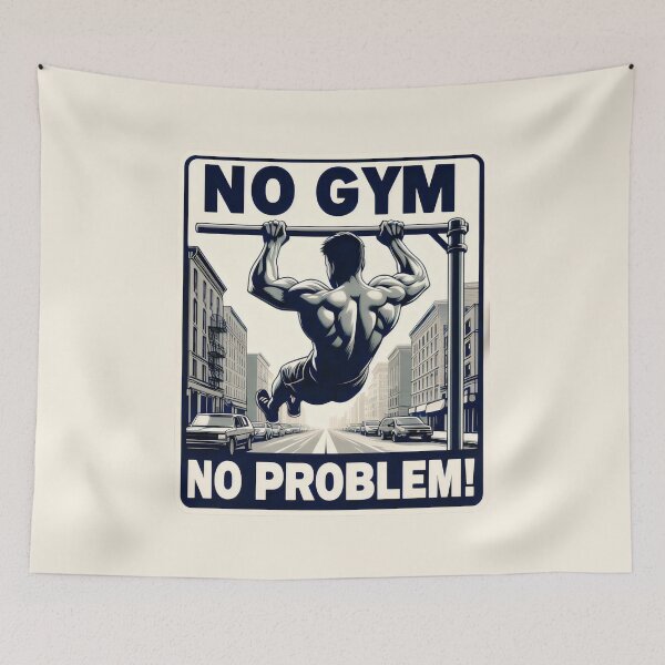 Item preview, NO GYM NO PROBLEM Urban Strength In Black And White designed and sold by SplashTastic.