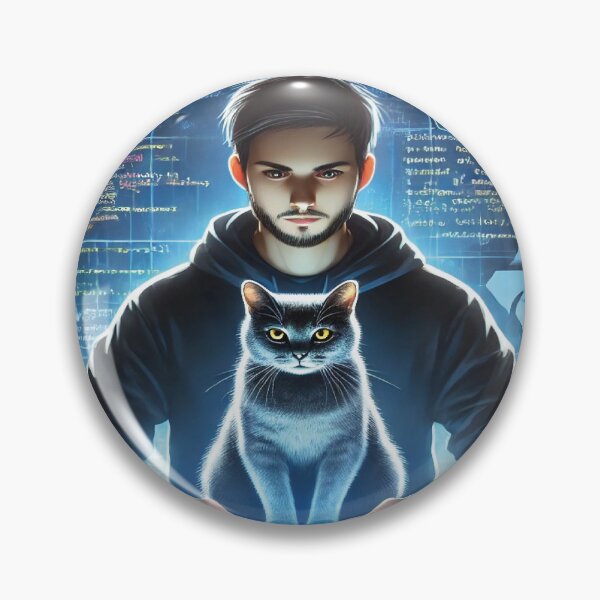 Item preview, A Programmer and His Cat Working Focused in a World of Coding designed and sold by Soft Strength Studio.