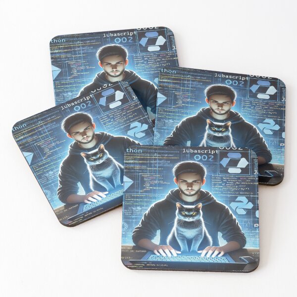 Item preview, A Programmer and His Cat Working Focused in a World of Coding designed and sold by Soft Strength Studio.