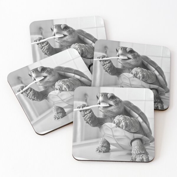 Item preview, Turtle Brushing Teeth, Funny Animal Photo Art designed and sold by CheekyAnimalz.