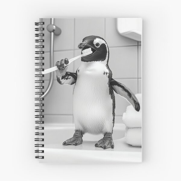 Item preview, Penguin Brushing Teeth, Funny Animal Photo Art designed and sold by CheekyAnimalz.