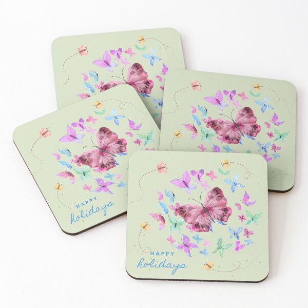Item preview, Watercolor butterfly  nature illustration in  happy holidays. designed and sold by Wantanadesign.
